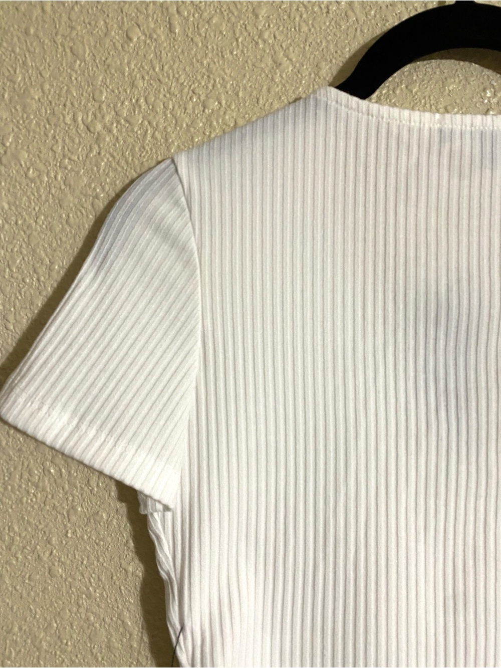 Lulus My Everyday Best White Ribbed Button Front Shirt Sleeve Top Size S NWT - Picture 10 of 11